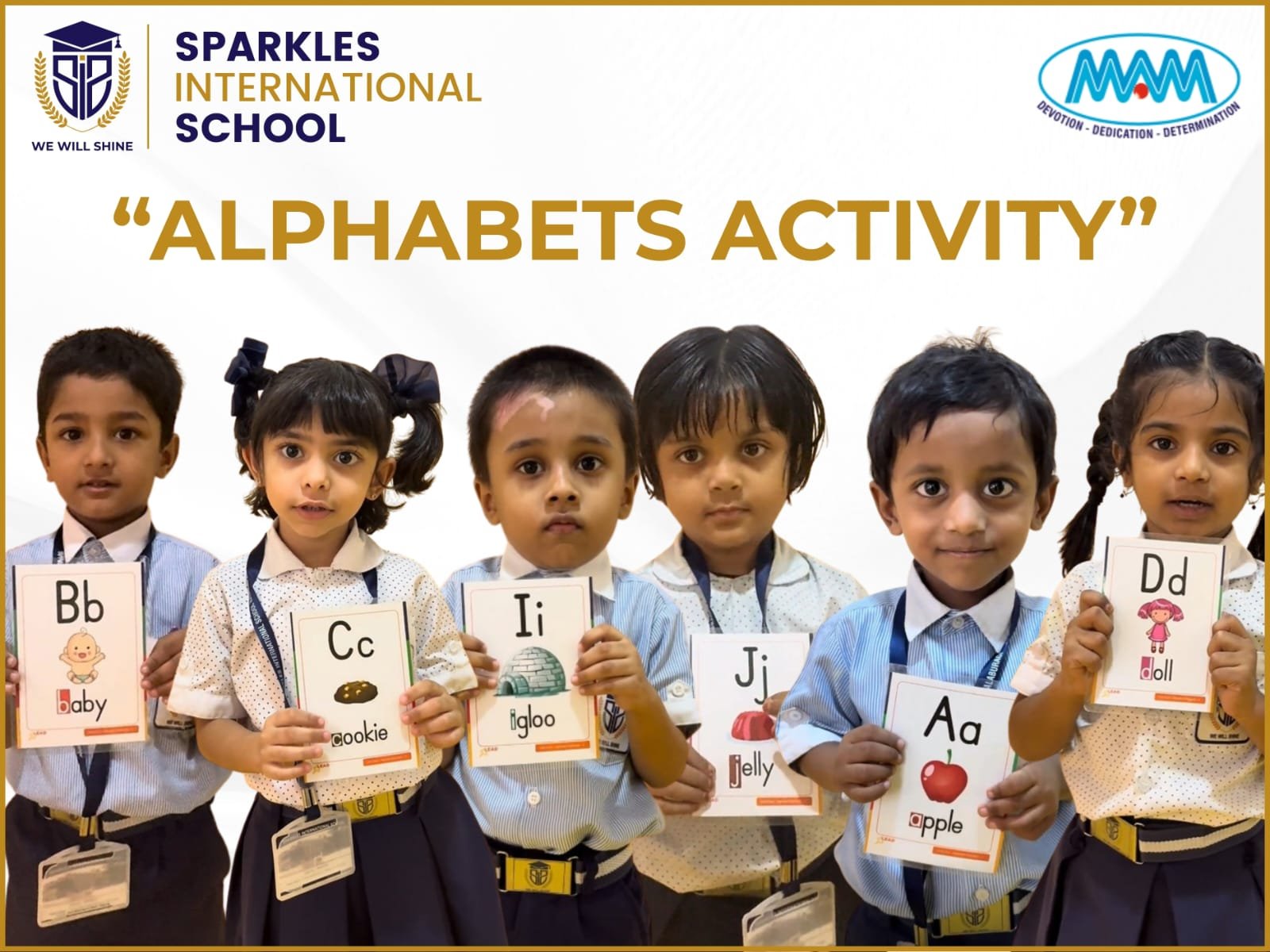 Children learning alphabet letters and sounds through a classroom activity